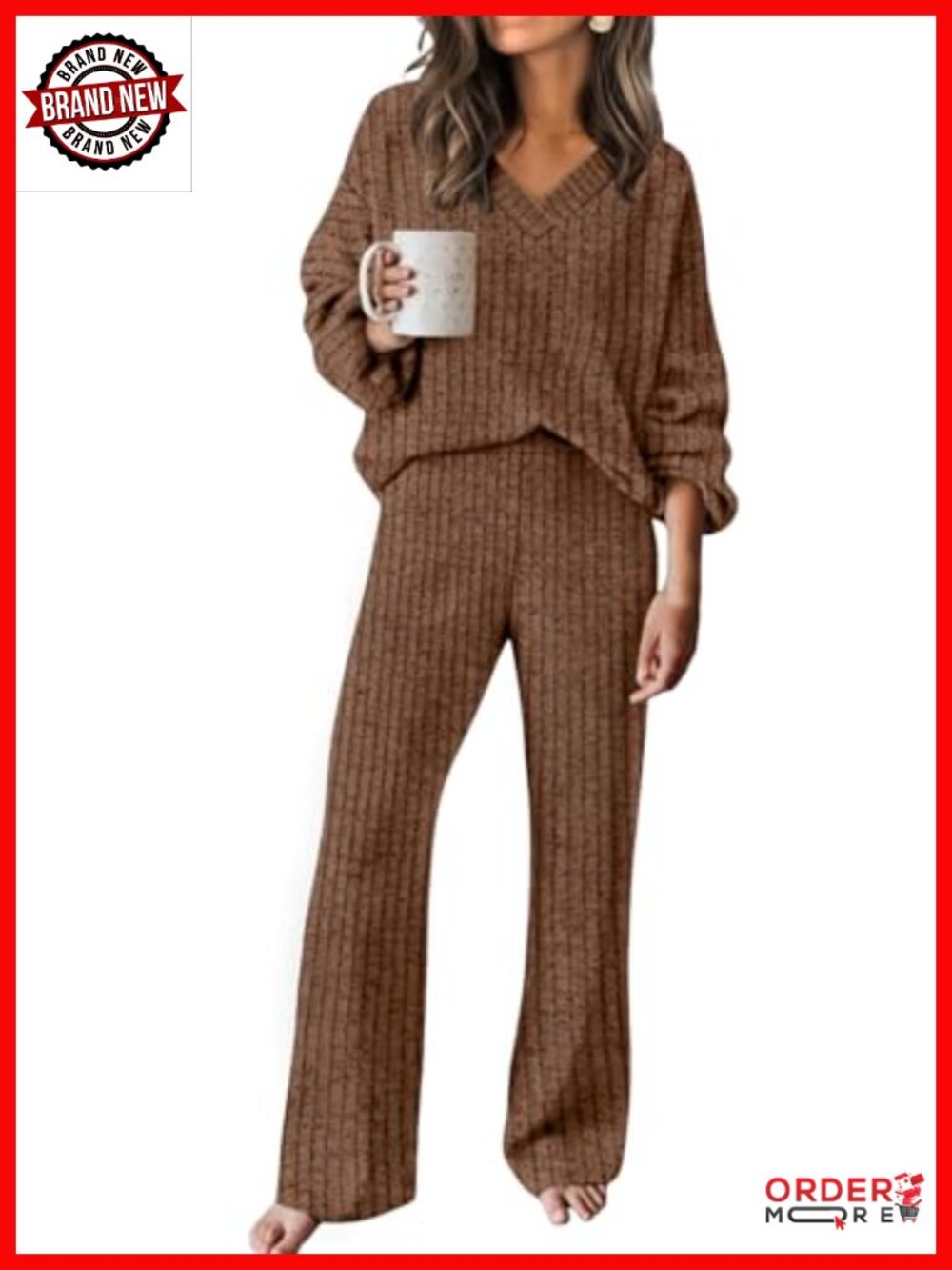 RUMIA Lounge Set Sweater & Wide Leg Pants Buttery Soft Travel Outfit